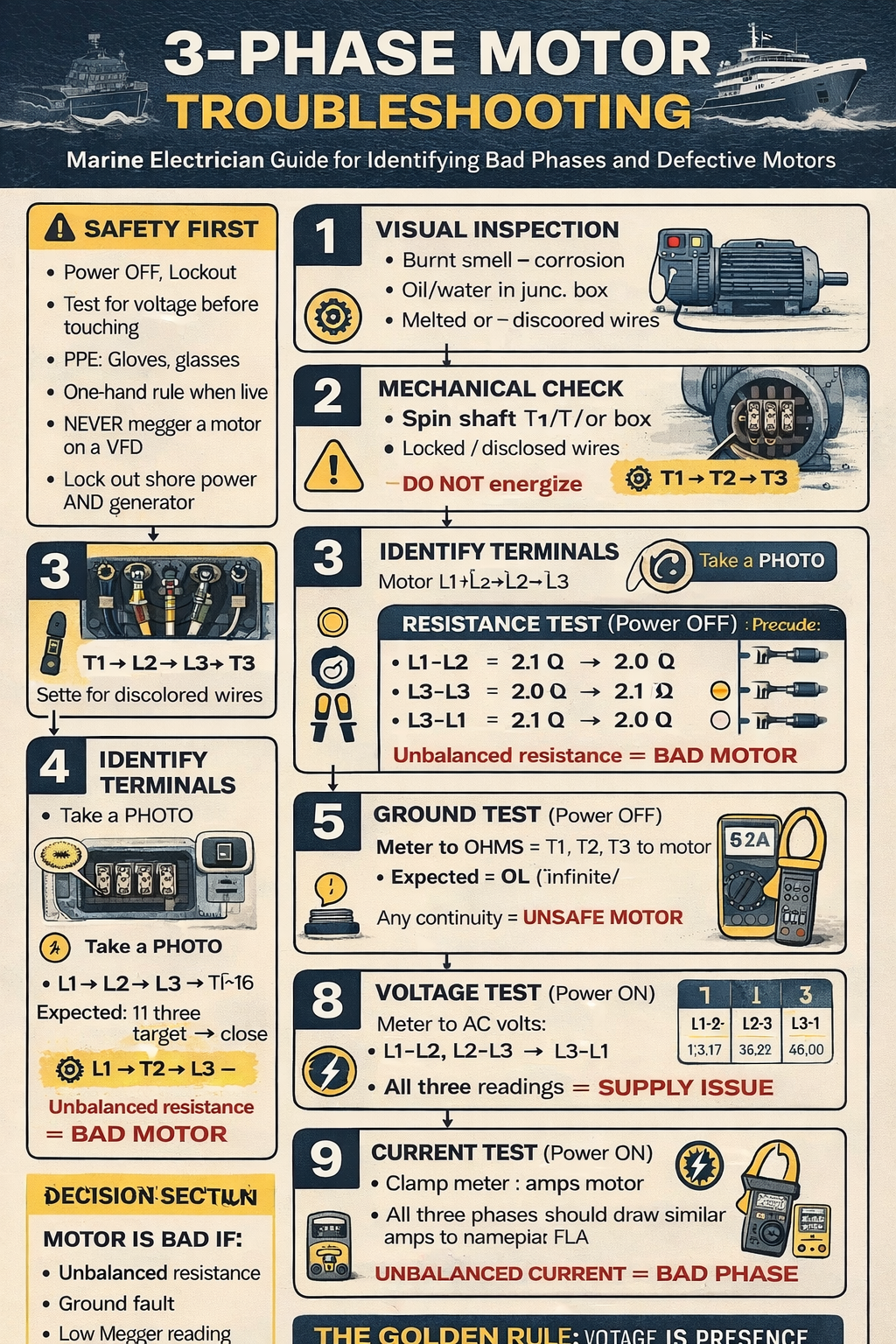 3-phase motor troubleshooting from zero